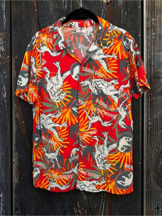 Jurassic Park Other - Jurassic Park Rayon Camp Shirt Mens M Allover Print Retro Vacation
